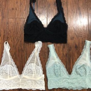 Free People lace bralettes XS/S 3 pk
